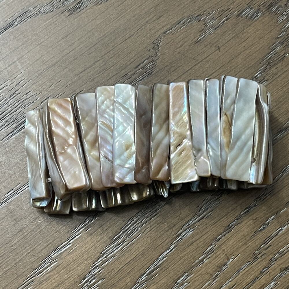 Abalone‎ Mother of Pearl Stretch Bracelet Neutral Natural Beachy Boho Jewelry